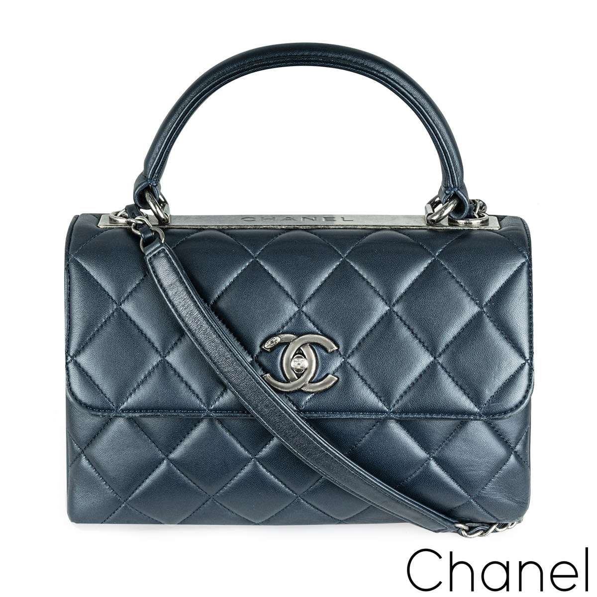 Chanel Small Navy Trendy CC Ruthenium Hardware Flap Bag